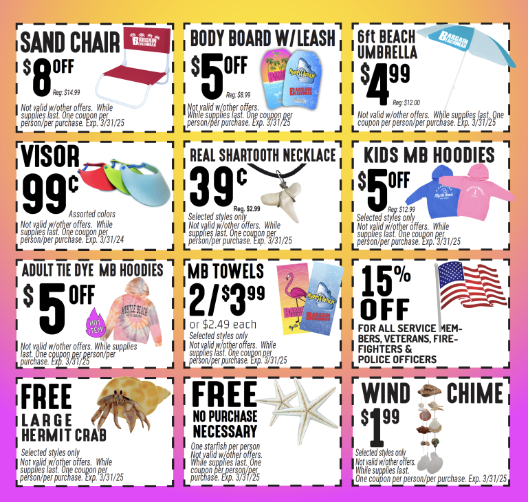 Myrtle Beach Coupons Discounts For Beachwear Products Bargain